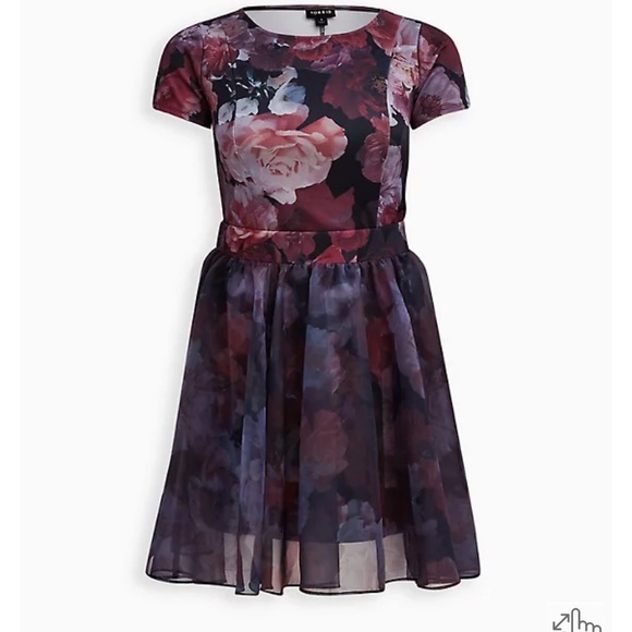 Torrid Size 2 Floral Convertible Organza Scuba Skater 2 Piece Dress Set NWT - Picture 6 of 9